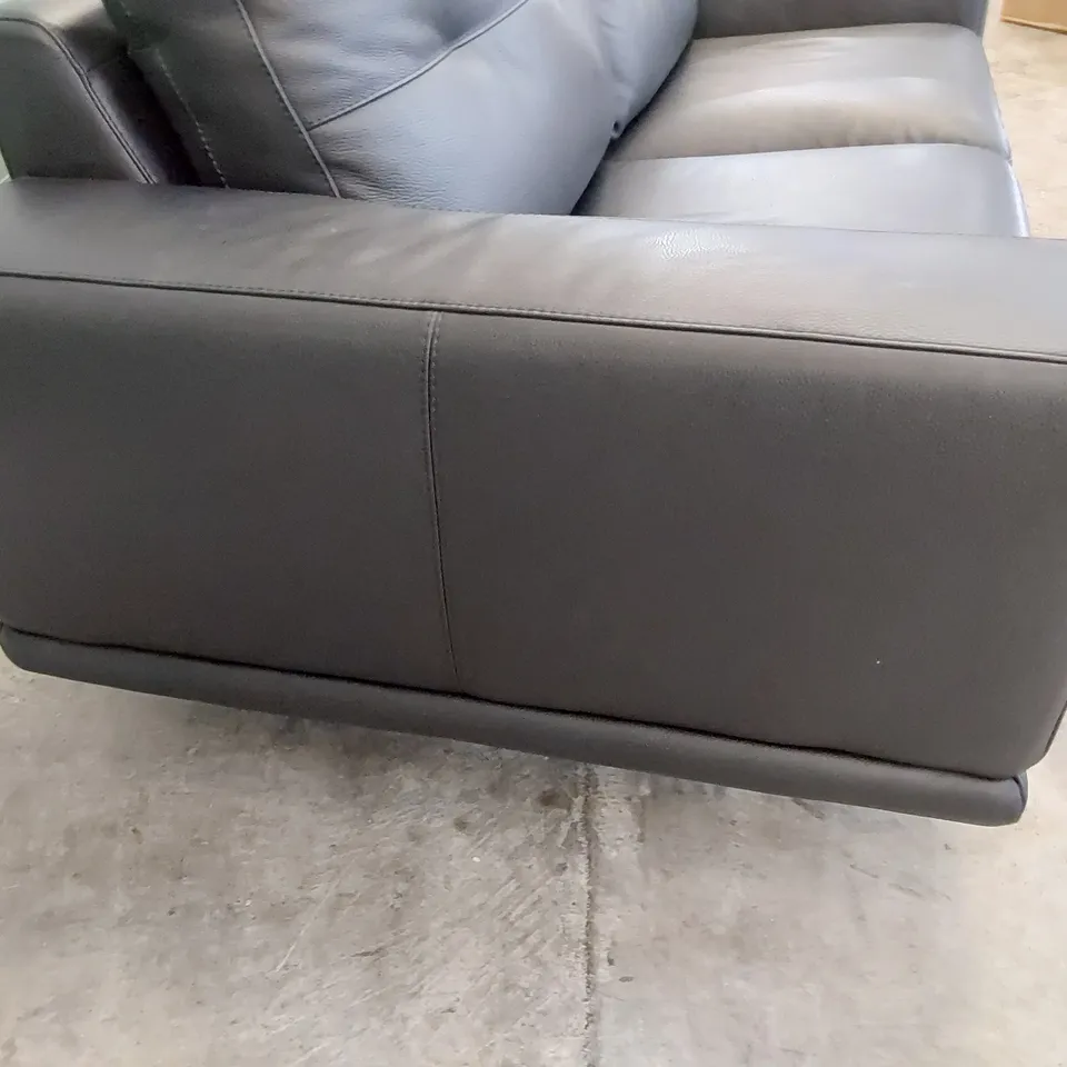 QUALITY ITALIAN DESIGNER CLAUDIO TWO SEATER MAXI SOFA BLACK LEATHER 