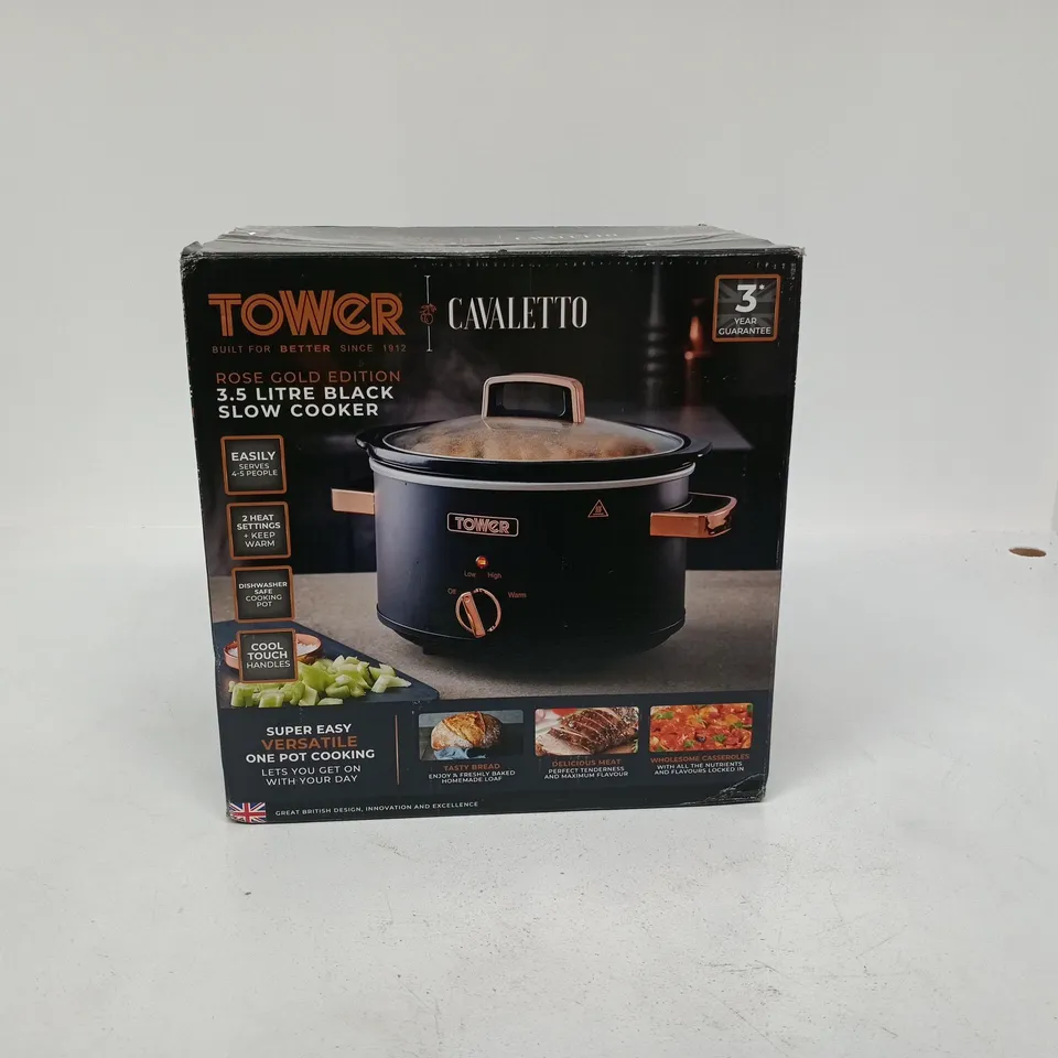 TOWER ROSE GOLD EDITION 3.5L BLACK SLOW COOKER BOXED