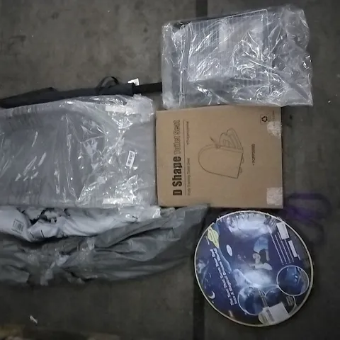 PALLET OF ASSORTED PRODUCTS INCLUDING D SHAPE TOILET SEAT, KIDS SCOOTER, SPACE PLAY TENT, G4FREE UMBRELLA, AIR COOLER, DESK CHAIR