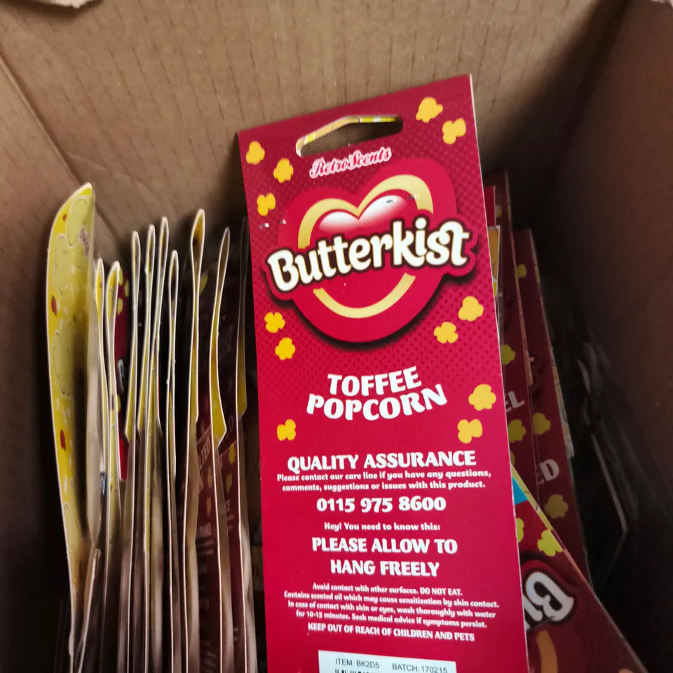 BOX OF APPROXIMATELY 50 BUTTERKIST CAR  AIR FRESHNERS 