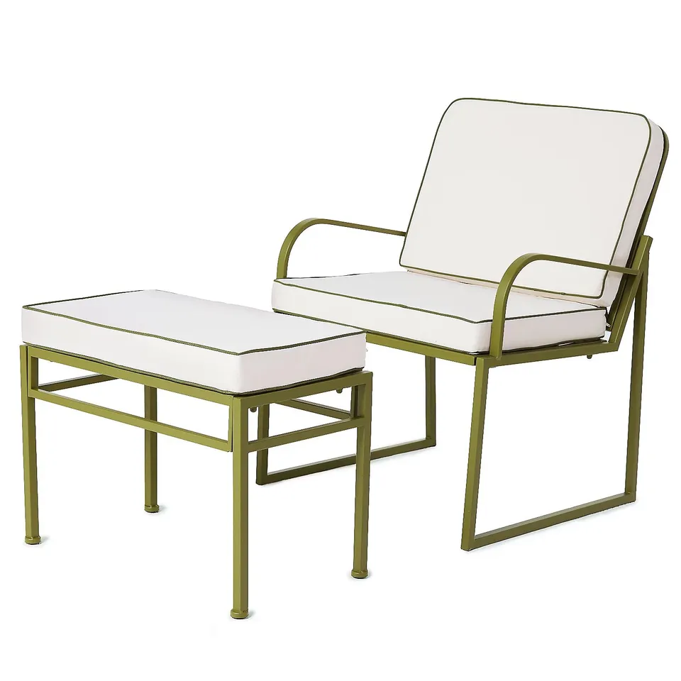 BOXED GARDEN STORIES STUDIO 70 CHAIR AND FOOTSTOOL OLIVE