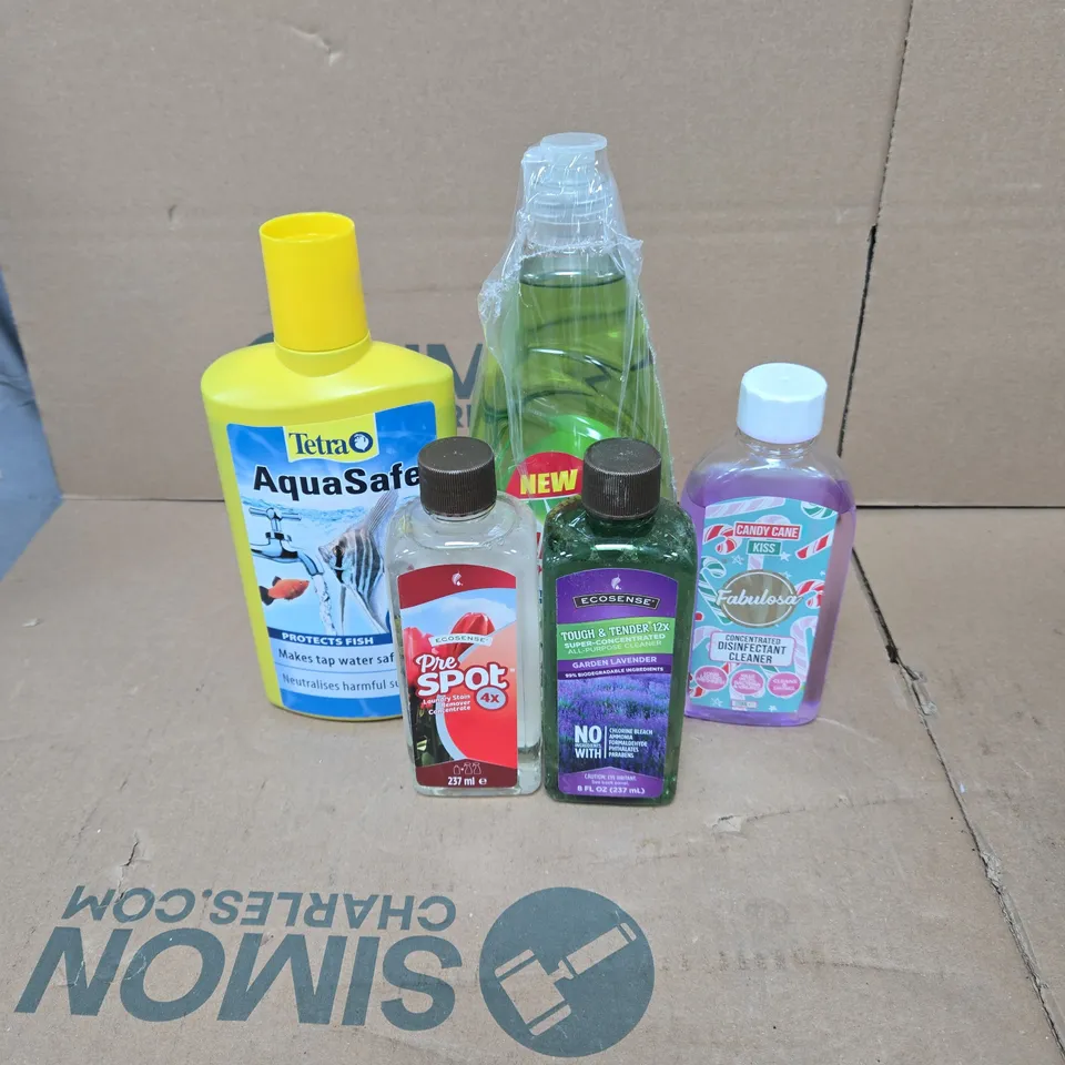 TOTE OF APPROXIMATELY 13 X ASSORTED HOUSEHOLD ITEMS TO INCLUDE ELBOW GREASE, DISINFECTANT CLEANER, LAVENDER ALL PURPOSE CLEANER ETC