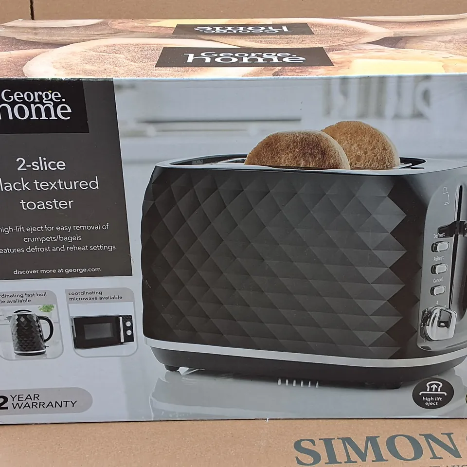 BOXED 2-SLICE BLACK TEXTURED TOASTER