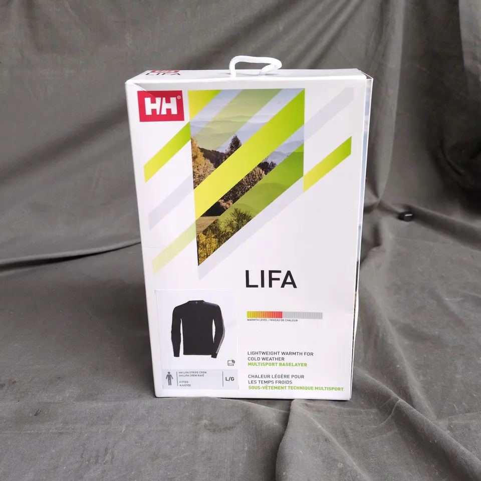 HELLY HANSEN LIFA LARGE STRIPE CREW BLACK BOXED