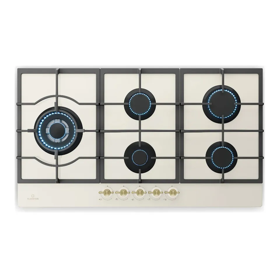 KLARSTEIN VICTORIA 90CM GAS HOB 5 BURNERS CREAM