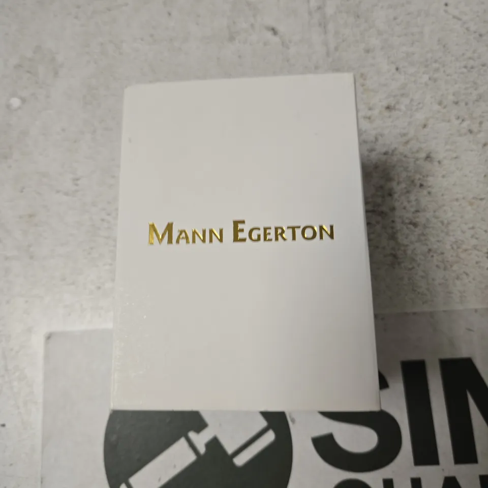 MANN EGERTON CHRONOGRAPH WATCH, RED DIAL, BLACK LEATHER STRAP – BOXED