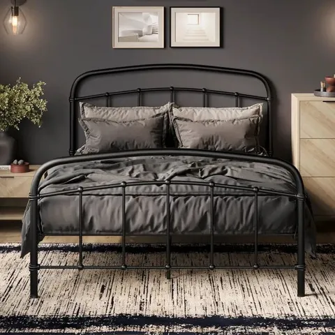 BOXED HALSTON 3FT BED FRAME, METAL - BLACK (2 BOXES)