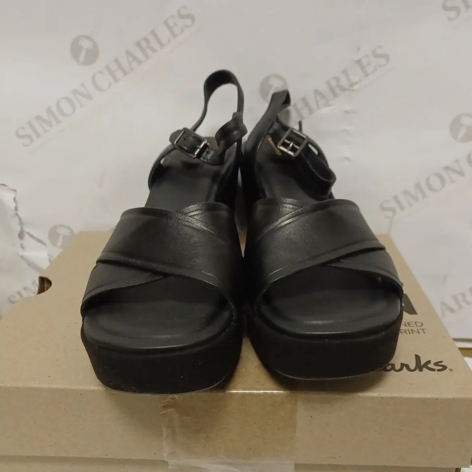 CLARK MARITSA 70 STRAP HEELS IN BLACK LEATHER - 6 UK