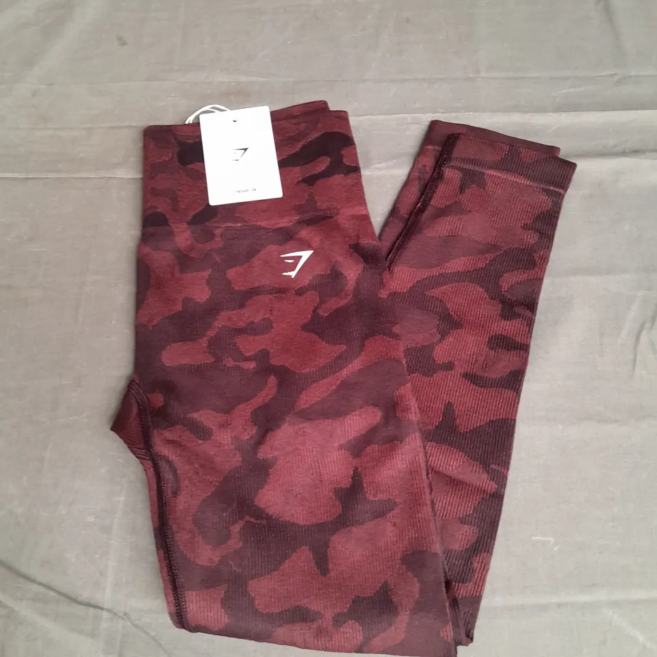 GYMSHARK ADAPT CAMO SEAMLESS LEGGINGS IN BROWN SIZE M