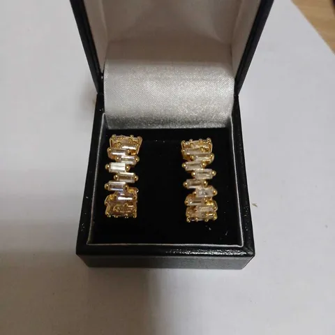 BUTLER & WILSON IRREGULAR BAGUETTE CRYSTAL HOOP EARRINGS 