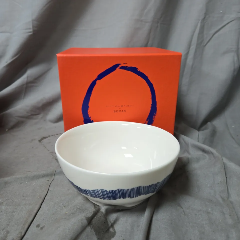 OTTOLENGHI FOR SERAX  SET OF 4 BOWLS – WHITE WITH SWIRL-STRIPE BLUE,15 X 15 X 7 CM