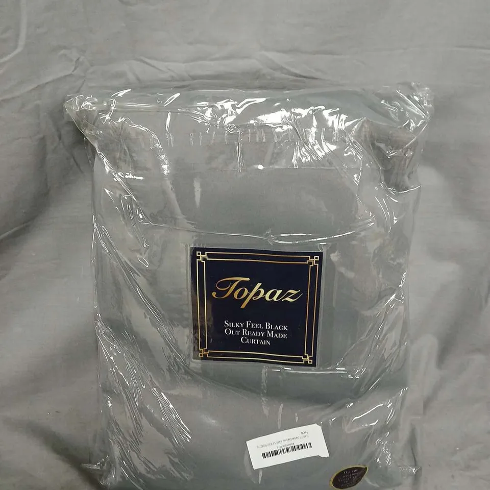 TOPAZ SILKY FEEL BLACK OUT READY MADE CURTAIN – GREY, EYELET HEADER