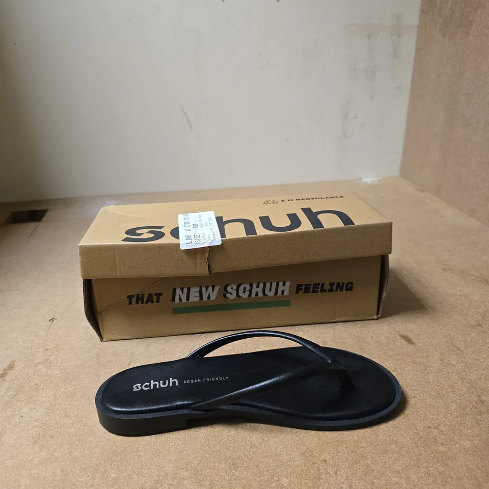 SCHUH FLIP FLOPS – BLACK, VEGAN FRIENDLY - UK SIZE 5