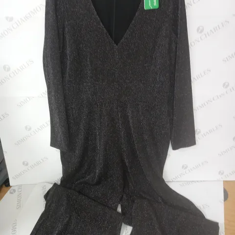 BODEN BLACK/SILVER V-NECK PLAYSUIT - UK 14P