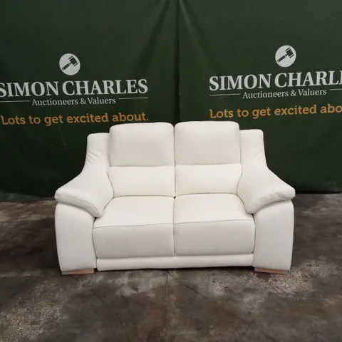 QUALITY DESIGNER ITALIAN MADE DEGANO 2 SEATER LEATHER SOFA - WHITE