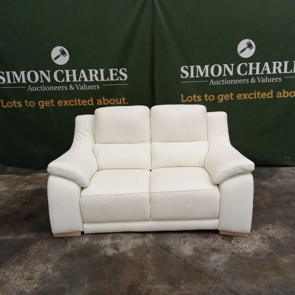 QUALITY DESIGNER ITALIAN MADE DEGANO 2 SEATER LEATHER SOFA - WHITE