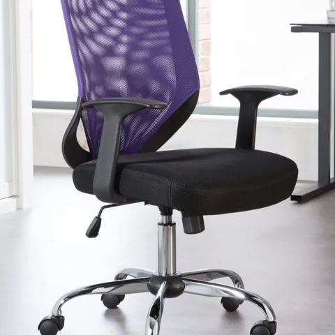 BOXED ALPHASON ATLANTA MESH BACK OPERATOR CHAIR WITH ARMS BLACK/PURPLE