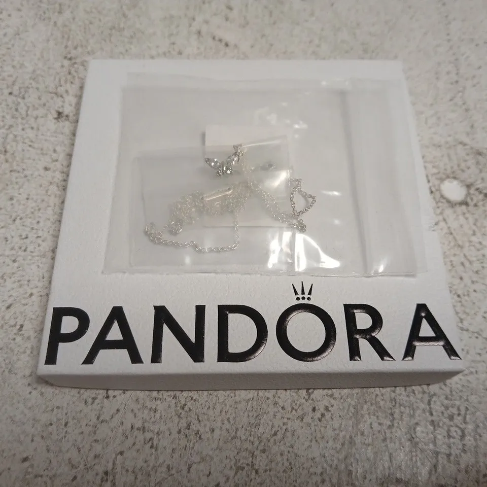 PANDORA BUTTERFLY STERLING SILVER NECKLACE WITH CLEAR CUBIC ZIRCONIA - NECKLACES WITH PENDANT