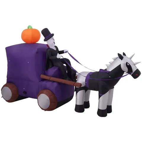 LIVING AND HOME HALLOWEEN INFLATABLE LED GRIM REAPER CARRIAGE 6FT 