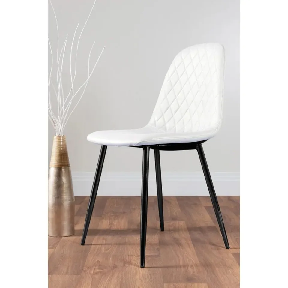 BOXED COROVA FAUX LEATHER MODERN DINING CHAIRS, WHITE - SET OF 2 (1 BOX)