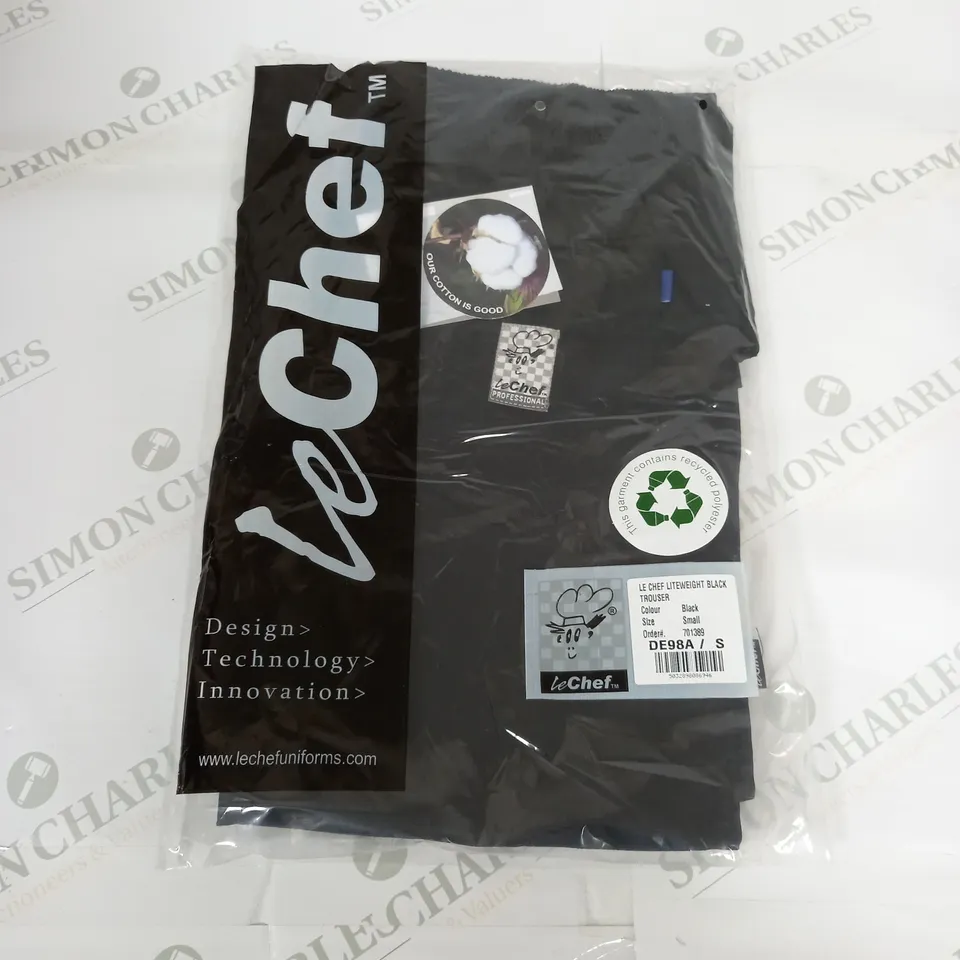 SEALED LE CHEF LITEWEIGHT BLACK TROUSER - SMALL