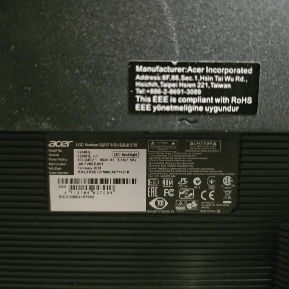 ACER V246HL 24-INCH LCD MONITOR 