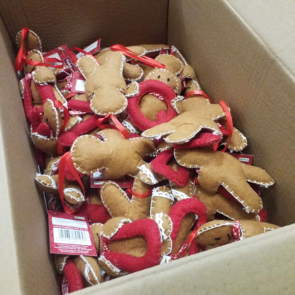 PALLET CONTAINING ASSORTED CHRISTMAS PRODUCTS & DECORATIONS INCLUDING GREEN TREE IN CLEAR BOTTLES, CHRISTMAS PAPER PADS, MACHE HOUSES & FELT GINGERBREAD LETTERS