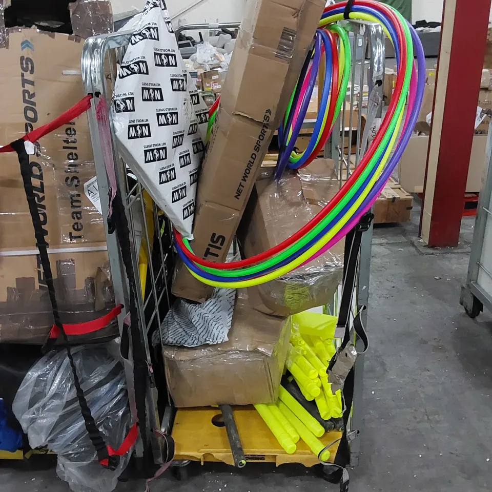 CAGE TO CONTAIN ASSORTED SPORTS PRODUCTS (CAGE NOT INCLUDED)