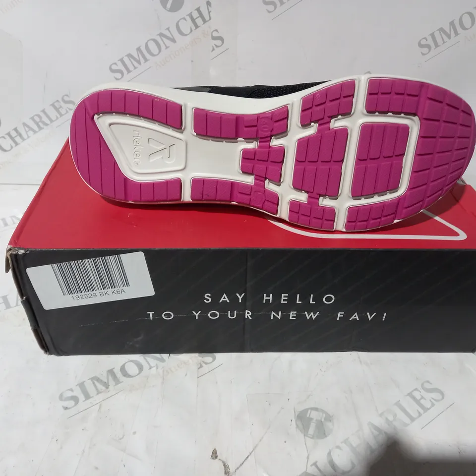 BOXED PAIR OF RIEKER R-EVOLUTION 42102-00 LADIES BLACK ELASTICATED UK SIZE 6.5