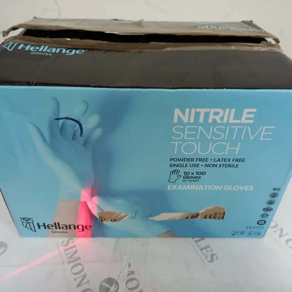 BOXED HELLANGE NITRILE SENSITIVE TOUCH GLOVES (10 X 100)