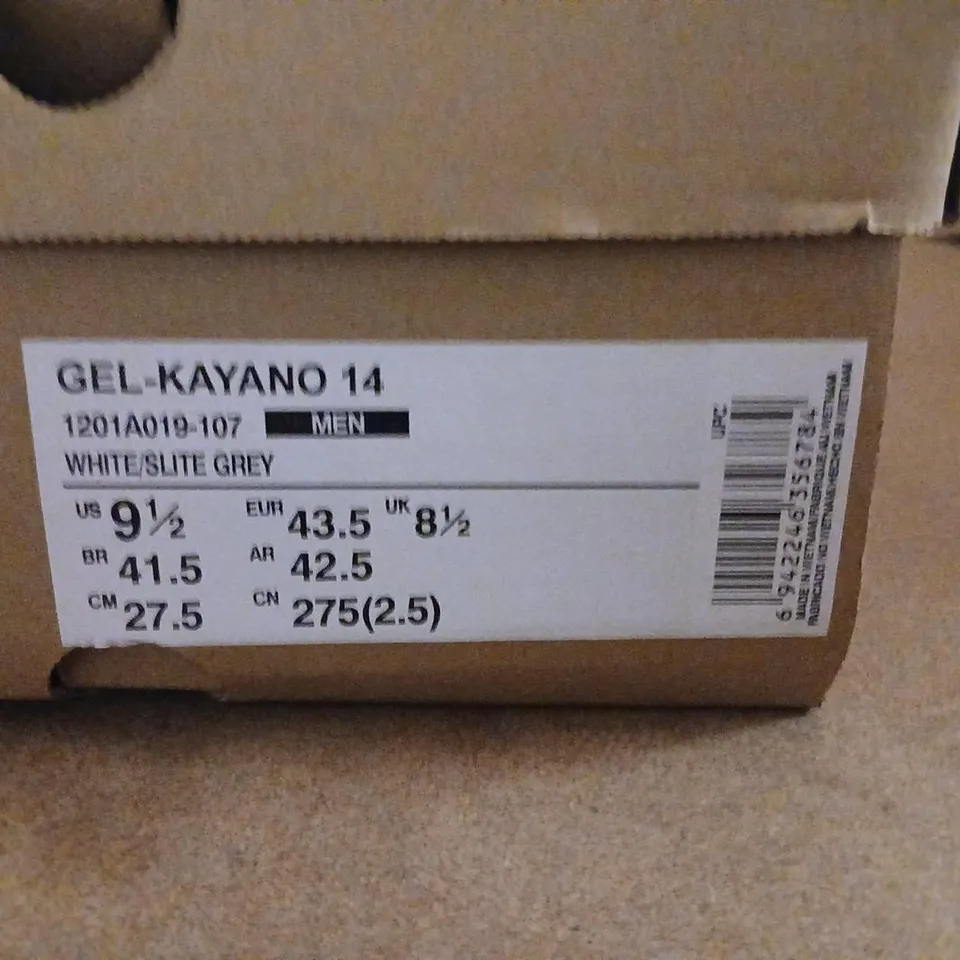ASICS GEL-KAYANO 14 MEN'S RUNNING SHOES - WHITE/SLATE GREY, UK 8.5 (US 9.5)