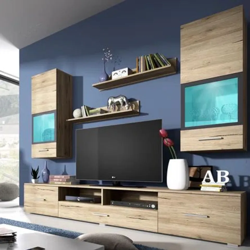 BOXED HUEYTOWN ENTERTAINMENT TV UNIT FOR TVS UP TO 78" (3 BOXES)