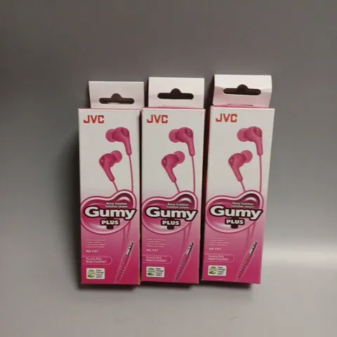 SET OF 3 GUMMY PLUS PINK WIRED EARPHONES
