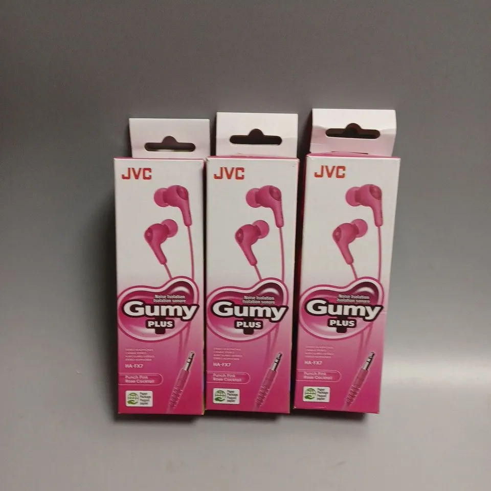 SET OF 3 GUMMY PLUS PINK WIRED EARPHONES