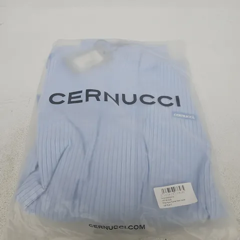 CERNUCCI STRIPE NYLON FUNNEL NECK JACKET – LIGHT BLUE, SIZE S