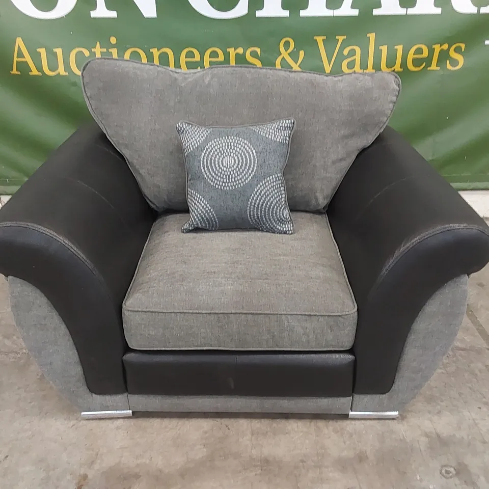 DESIGNER DANUBE CHAIR WITH SCATTER CUSHION - BLACK/GREY