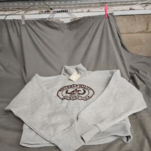 UK SIZE S RIVER ISLAND STUDIOS GREY MARL HERITAGE HOODIE – RELAXED FIT