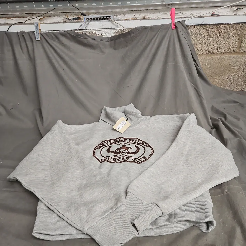 UK SIZE S RIVER ISLAND STUDIOS GREY MARL HERITAGE HOODIE – RELAXED FIT