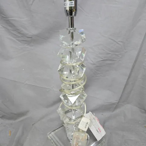 CRYSTAL GLASS COLUMN TABLE LAMP – NO SHADE