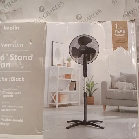 BOXED KEPLIN 16" FLOOR FAN BLACK