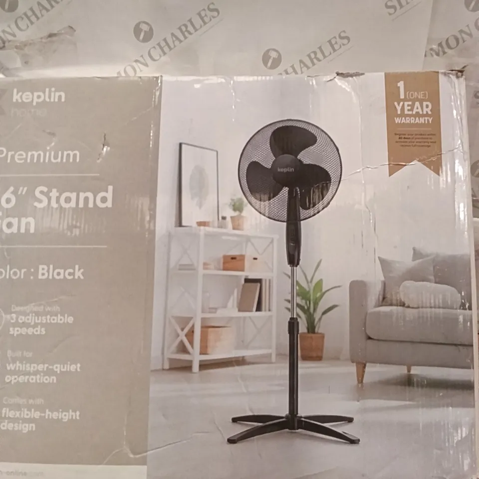BOXED KEPLIN 16" FLOOR FAN BLACK
