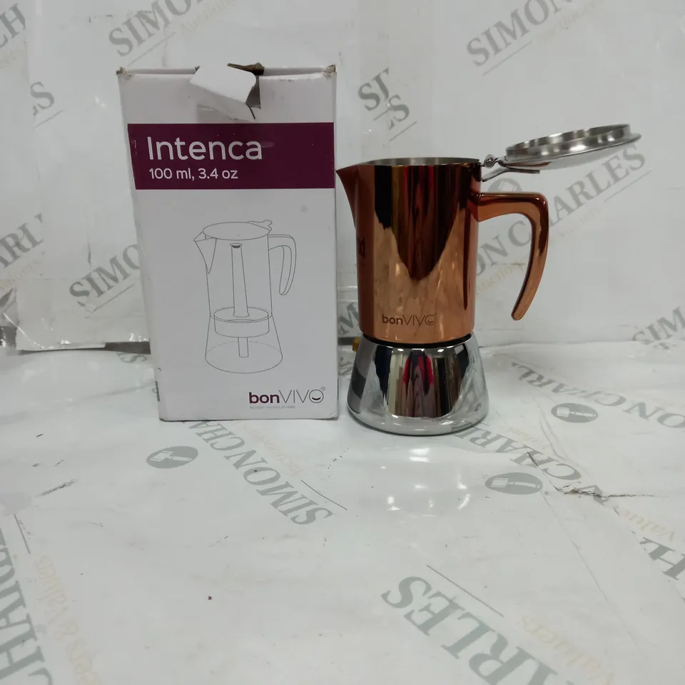 BONVIVO MOKA POT INTENCA STAINLESS STEEL ESPRESSO MAKER WITH COPPER FINISH