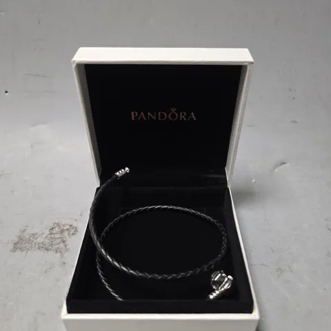 BOXED PANDORA DOUBLE BLACK LEATHER BRACELET