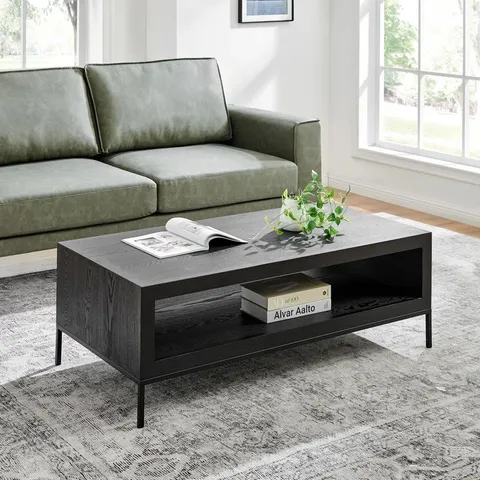BOXED ANAMILE FOUR LEG COFFEE TABLE WITH STORAGE - BLACK (1 BOX)