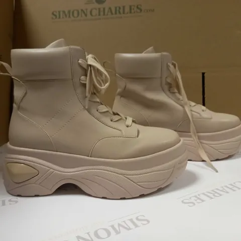 KOI BEIGE PLATFORM VEGAN ANKLE BOOTS