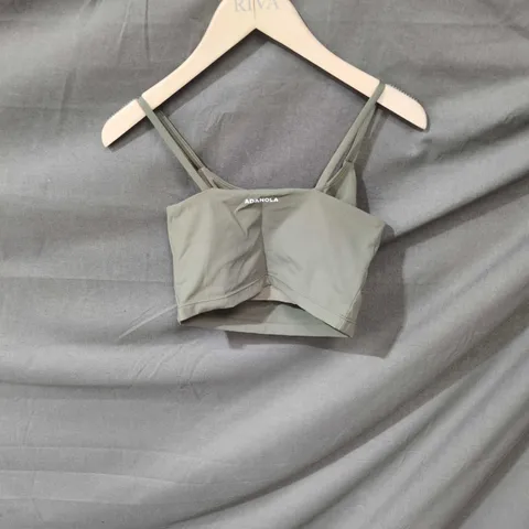 ADANOLA WOMEN'S SPORTS BRA TOP – OLIVE/GREY, SIZE SMALL