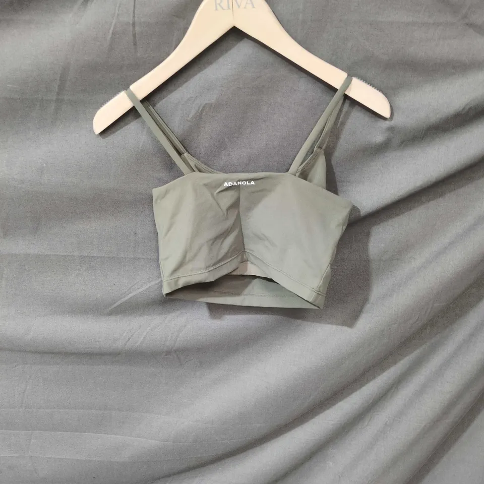 ADANOLA WOMEN'S SPORTS BRA TOP – OLIVE/GREY, SIZE SMALL