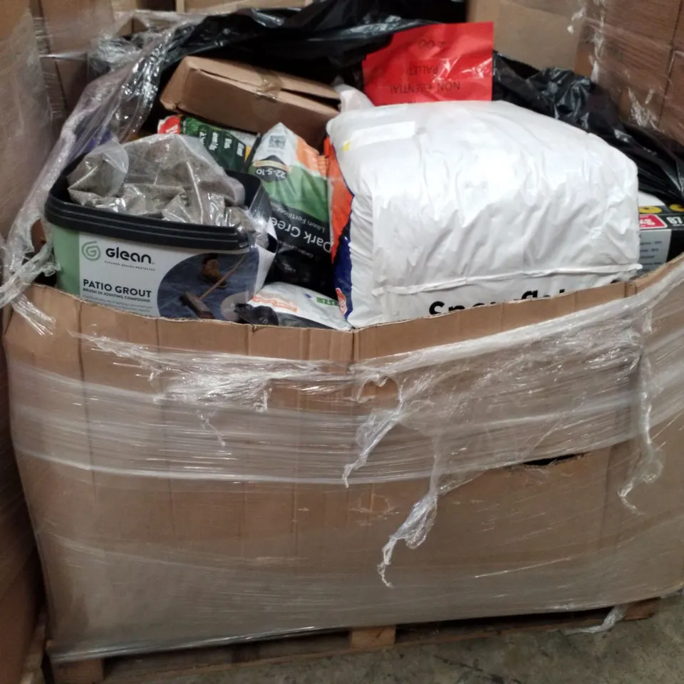 PALLET CONTAINING ASSORTED PRODUCTS INCLUDING LAWN FERTILIZER, FENNEL SEEDS, PURFOAM, LAWN TREATMENT & GRASS SEEDS