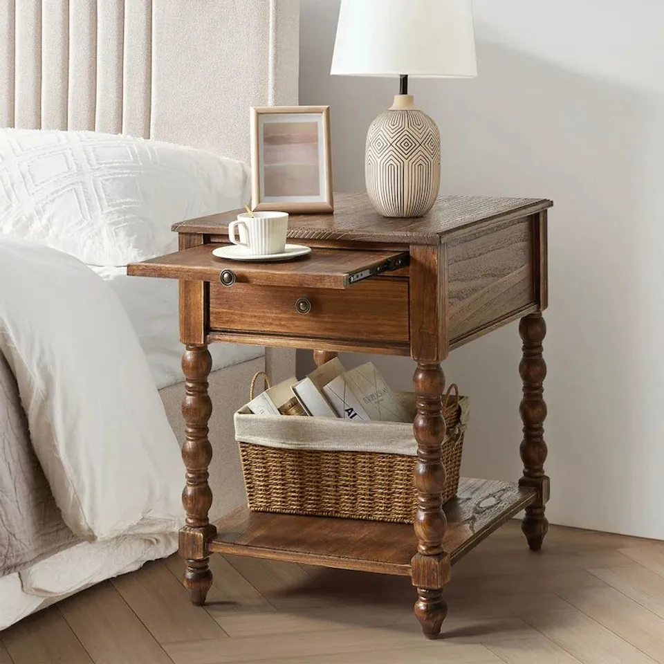 BOXED ERIC 26" TALL END TABLE - WALNUT (1 BOX)