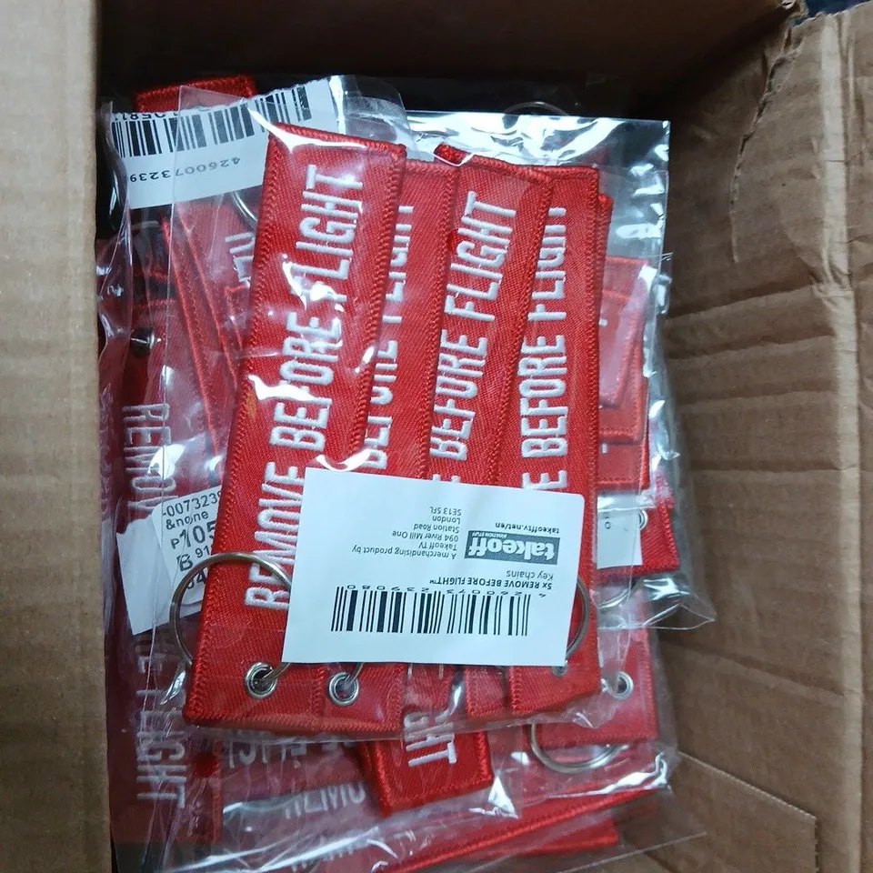 APPROXIMATELY 20 RED REMOVE BEFORE FLIGHT KEY CHAINS – TAKEOFF TV BULK PACK